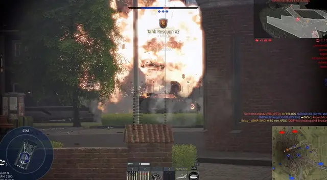 War Thunder scope view with ammunition exploded on enemy tank